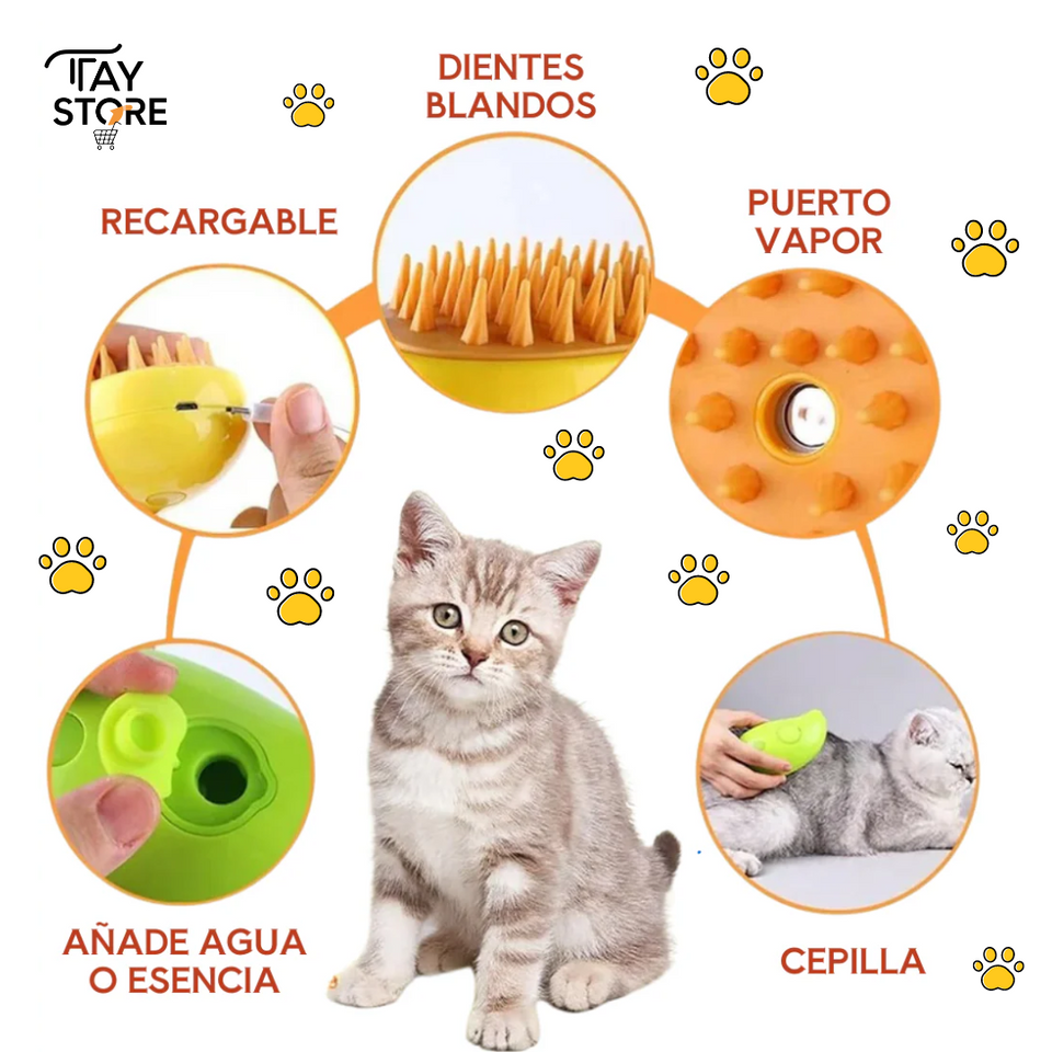 Cepillo a Vapor para Mascotas 🐶 🐱